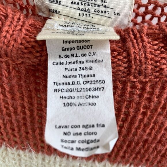 Billabong Striped Chenille Cozy Knit Crew Neck Sweater - Dusky Pink/Cream, Size - Picture 5 of 7